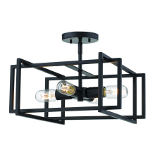 Golden 6070-SF BLK-BLK - Golden Lighting Tribeca 4-light Semi-Flush Mount in Matte Black
